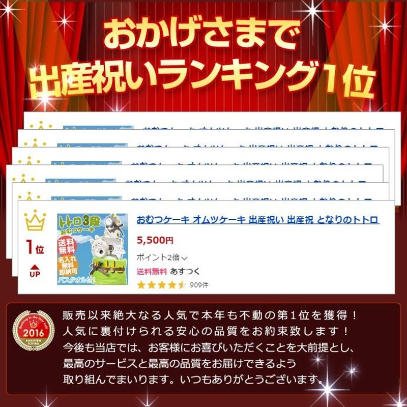 おむつケーキ となりのトトロ 出産祝い 名前入り 3段 オムツケーキ