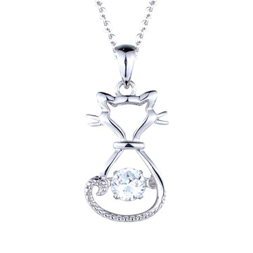 Crossfor 日本進口 Dancing Stone系列 純銀懸浮閃動項鍊 主鑽  喵空漫步  鍊長40 + 5cm延長鍊