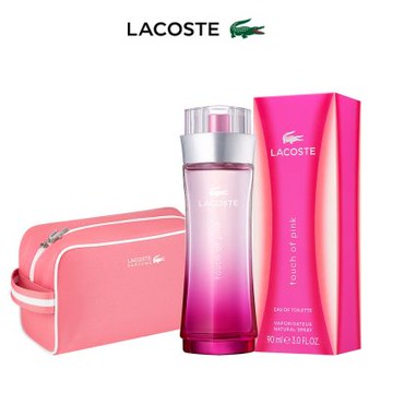 LACOSTE粉紅觸感淡香水90ml(贈手提化妝包)