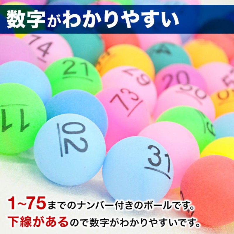 ビンゴ 数字ボール 75個 抽選玉 抽選ボール イベントグッズ ビンゴ大会