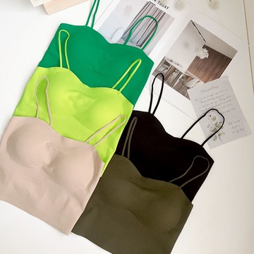 【Fee爆款5色】固定杯空氣感小可愛Bra top🔥女背心 無鋼圈 小可愛 細肩帶背心 美背 素色 胸墊 秋冬穿搭
