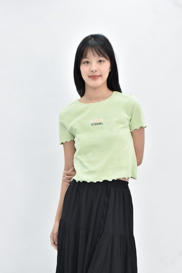 (XS（含）以下) net 棉質小花綠色短袖上衣