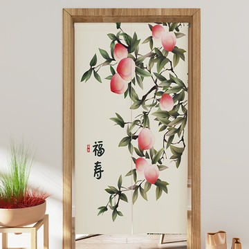 【三房兩廳】開運日式棉麻長門簾風水簾 福壽 對開式 85x180cm