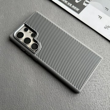 適用三星S24U簡約膚感手機殼Galaxy S24Ultra碳纖維紋防摔硬殼S24+高檔保護套