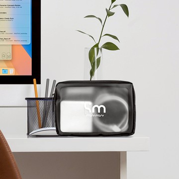 mosy mosy 透明雙層盥洗3C收納包 - 黑色-S