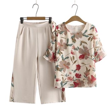 中年媽媽夏裝套裝洋氣時尚老年人女裝短袖上衣母親節2025夏款新款