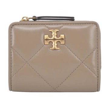TORY BURCH KIRA 菱格紋拉鍊零錢短夾-灰