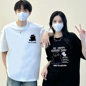 夏季新款時尚印花短袖t恤 情侶裝T恤 印花t 五分袖 短袖男 男t 男生T恤 情侶上衣 男女衣著（SD295）【壹號站】