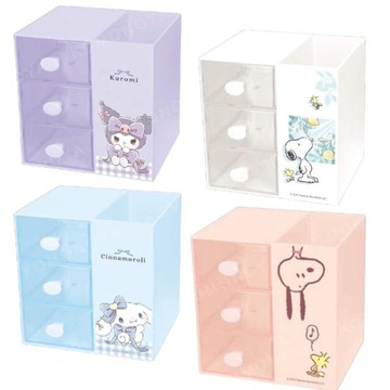 小禮堂 Sanrio 三麗鷗 史努比 方形筆筒收納盒 (緞帶款) 大耳狗 酷洛米