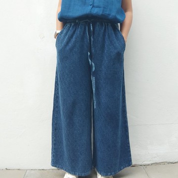 Soraya Blue - 寬褲 石洗靛藍