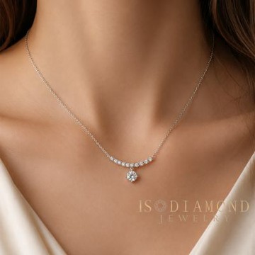 IS DIAMOND IGI 1克拉鉑金台 D/ VS高規格 鑽石項鍊套鍊 微笑排鑽(培育鑽石)