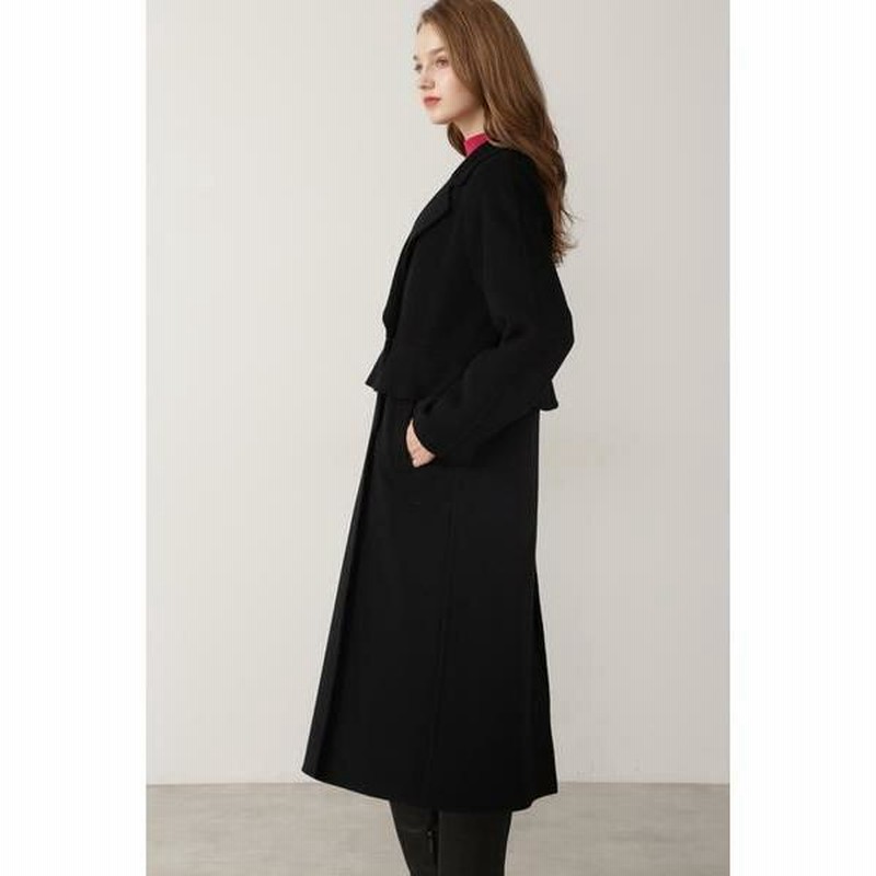 新品同様品♡ PINKY&DIANNE ウエストフリルウールリバーコート