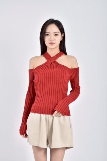 加購優惠(S) so露肩紅色長袖上衣