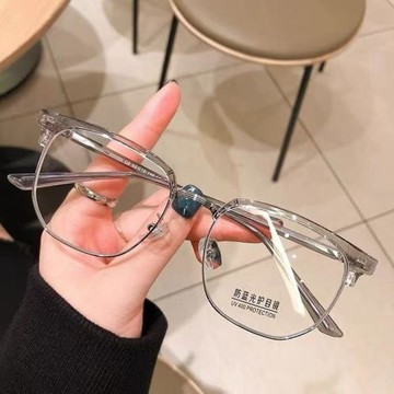 新款K9085眉毛架TR+金屬透明款商務男女潮流防藍光眼鏡框平光2204