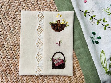 手刺繡籐籃花朵面紙套/A款/B款