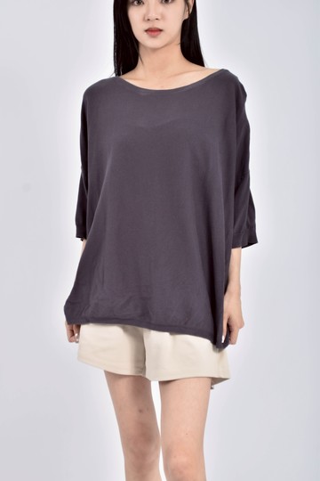 (M) giordano ladies深藍色短袖上衣