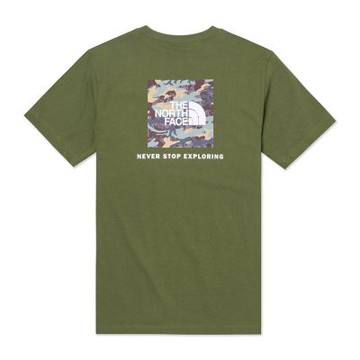 The North Face 印刷Logo背面迷彩圖案短袖T恤-軍綠色