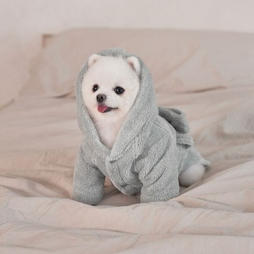 韓國品牌 【梨花娘總代理】🐾BAILEY 🐶秋冬新品 貓犬寵物專用吸水力強前釦連帽浴袍(2色)