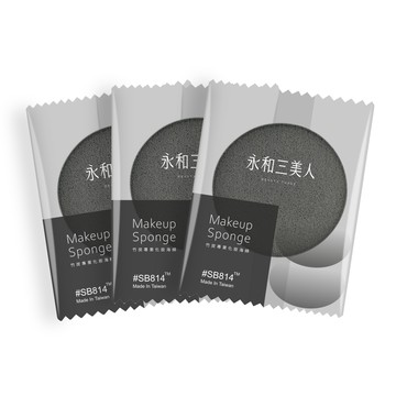 BEAUTY THREE 竹炭#SB814 抗菌化妝海綿 3入包 SB814S
