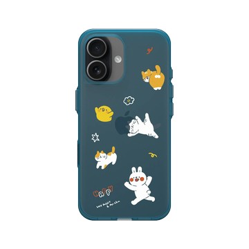 iPhone 17 Clear (相機按鈕) 夜幕藍 - 懶散兔與啾先生 Lazy Rabbit and Mr.Chu - 貓貓