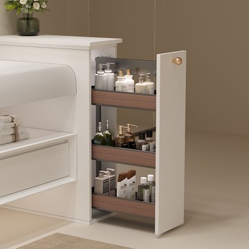 廚房置物架 切菜板 微波爐架 落地置物架 碗碟筷收纳 半墻拉籃衛生間浴室窄柜側裝拉籃抽屜式邊柜廚房櫥柜儲物半墻拉籃