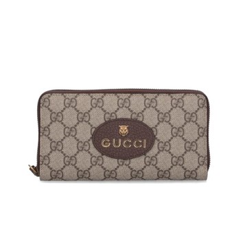 GUCCI 古馳 Neo GG Supreme 虎頭 帆布 皮革 皮夾 卡夾 長夾 米色 烏木色 黃色 473953