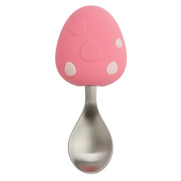 VIIDA 抗菌不鏽鋼學習湯匙 360度四面皆可抓握 99%抗菌率 適用年齡1Y+  甜心粉  幼兒學習湯匙  1支