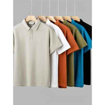 美式300g重磅polo衫男短袖夏季純棉體恤外貿出口男裝全棉翻領T恤