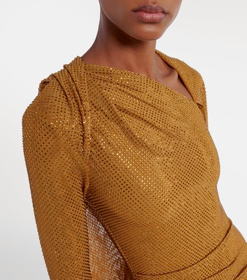 Self-Portrait Draped embellished mesh gown