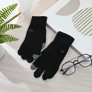 CB莫蘭迪男士麻花觸控手套-黑