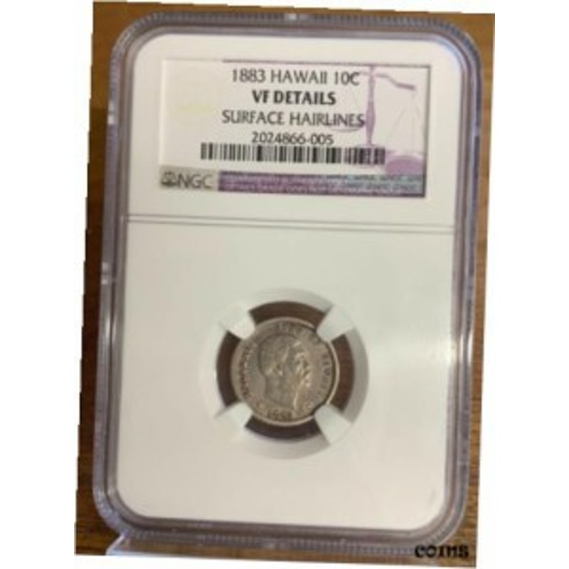 アンティークコイン 1883 Hawaii Ten Cent 10C NGC VF Details 005