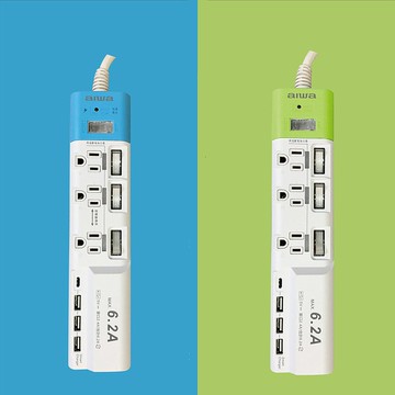 【AIWA】 愛華 USB 6.2 A 家用智能延長線插座 (6尺) ACE-4331