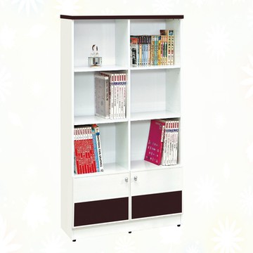 文創集 南亞塑鋼 菲雪多彩2.7尺二門半開放塑鋼書櫃/收納櫃(六色可選)-81x34.3x150.9cm免組