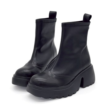 短靴 拳擊靴 馬丁靴 霧影結構復古街頭拼接復古機能運動德訓綁帶靴馬汀靴拳擊靴ROBINLO (BURDETTE 時尚黑)