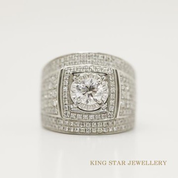 King Star 1克拉最白Dcolor 豪華至尊滿鑽男戒(3Excellent/ 八心八箭完美車工)