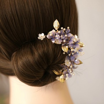 發簪古風高級感紫陽花u型簪子夏季清新古風漢服盤發頭飾旗袍配飾 雙11全館免運