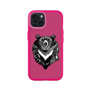 iPhone 15 Clear 粉漾桃 - 花生騷 WasangShow - 勇氣黑熊