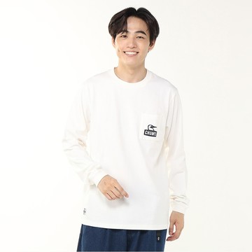 CHUMS Booby Face Pocket Brushed L/S T-Shirt 男 長袖上衣 白色 CH012670W001