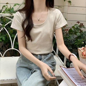 【missy shop】簡約光景圓領棉質上衣-47672