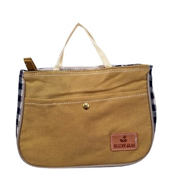 E.City_學院風格紋帆布包中包