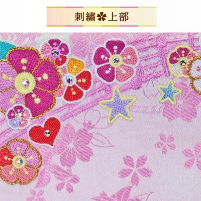 名前旗 名旗 【虹 15COL (鞠つるし飾り) ピンク生地/ローズワイン刺繍 