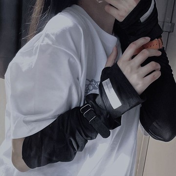暗黑色半指袖套  COSPLAY漫展道具 朋克时尚 ins風冰袖 护袖 露指忍者手套 亚比Y2K 冰絲護臂 颓废元素