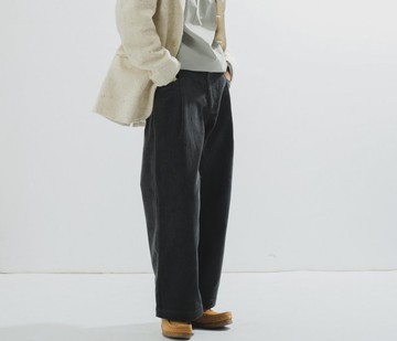 【少女低腰】法式復古/羊毛混紡/翻邊西裝褲