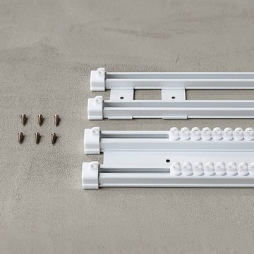 WINDOW DRESS 低噪音雙層窗簾軌道  8尺(140~240cm)  白色