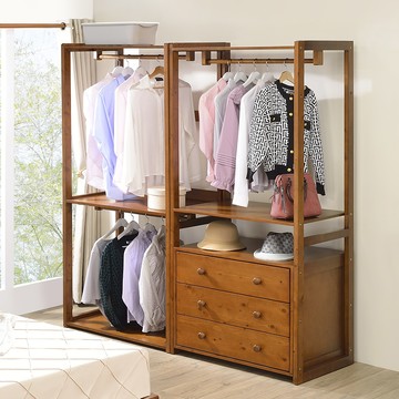 【Homelike】喜家居5.4尺開放實木衣櫃-胡桃色(2259)