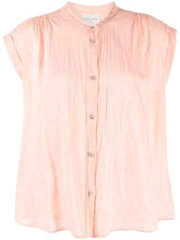 Forte Forte - button-up cap sleeve blouse - women - Cotton - IV - Pink