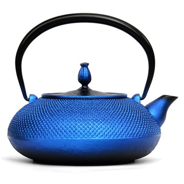 及富 南部鐵器 鐵瓶 鐵壺 平丸霰 藍色 1.2L  IH對應 日本製