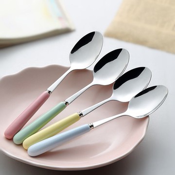 304不銹鋼勺子網紅韓式陶瓷可愛動物卡通便攜勺叉筷子套裝收納盒