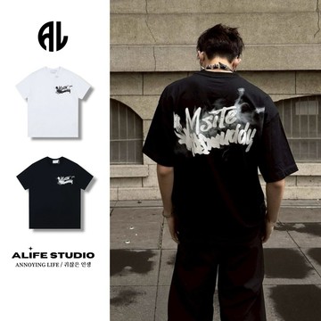 【ALIFE】美式 寬鬆 煙霧 印花 短T 2色 網紅 同款 男女款 情侶 韓國 韓系 短袖 夏天 #ZP15i