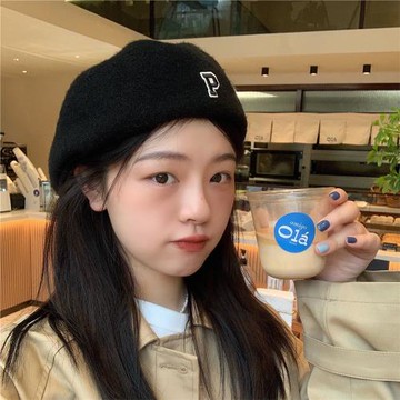 丁走走韓國百搭毛呢貝雷帽子女秋冬新款復古英倫畫家帽前進帽兩戴